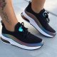 Women's Holographic Mesh Platform Running Shoes - Air Cushion Low Top Sneakers for Casual Walking