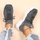 Women's Breathable Fabric Socks Sneakers, Flying Woven Lace-Up Chunky Sneakers, Elastic Running Shoes