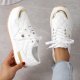 Women's Flat Low Top Sneakers, Comfortable Lightweight Lace Up Sports Shoes, Casual Running Shoes