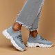 Women's Breathable Fabric Socks Sneakers, Flying Woven Lace-Up Chunky Sneakers, Elastic Running Shoes