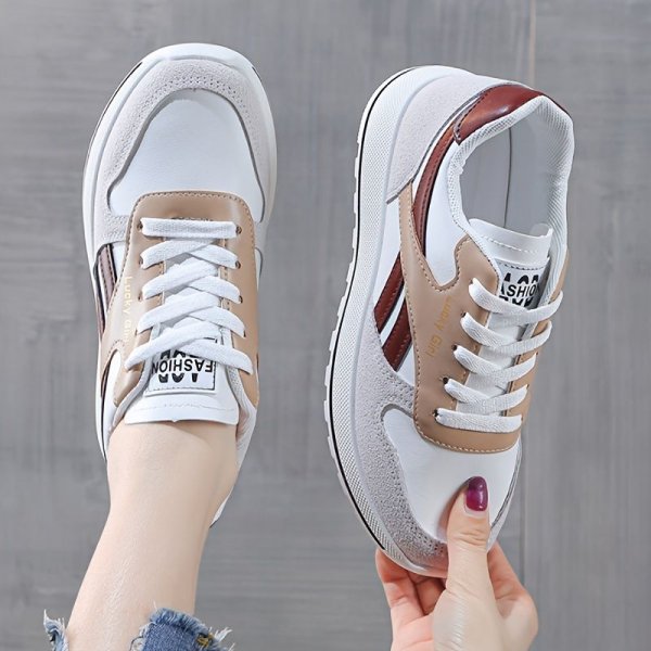 Women's Colorblock Lace Up Sneakers: Versatile & Stylish Low Top Running Shoes for Women