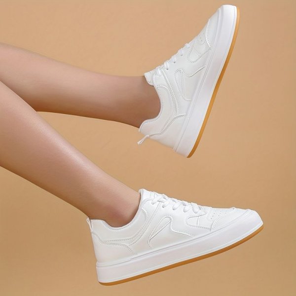 Women's Colorblock Platform Skate Shoes: Comfy, Breathable & Stylish Lace Up Sneakers for Low Top Walking & Sports!