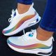 Women's Holographic Mesh Platform Running Shoes - Air Cushion Low Top Sneakers for Casual Walking