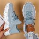 Women's Breathable Fabric Socks Sneakers, Flying Woven Lace-Up Chunky Sneakers, Elastic Running Shoes