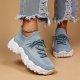 Women's Breathable Fabric Socks Sneakers, Flying Woven Lace-Up Chunky Sneakers, Elastic Running Shoes