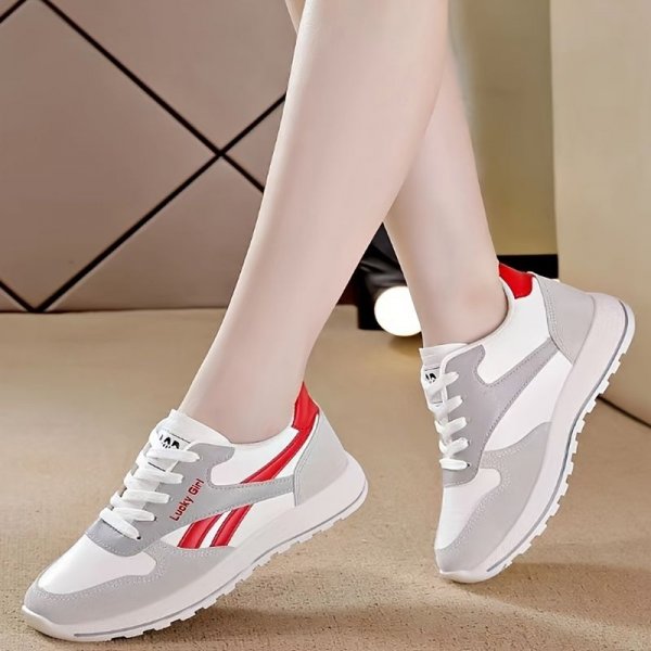 Women's Colorblock Lace Up Sneakers: Versatile & Stylish Low Top Running Shoes for Women